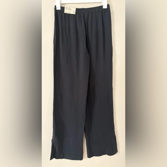 NWT Soft Surroundings ST Black 100% Cotton Gauzy Lightweight Full Length Pants - Picture 3 of 7